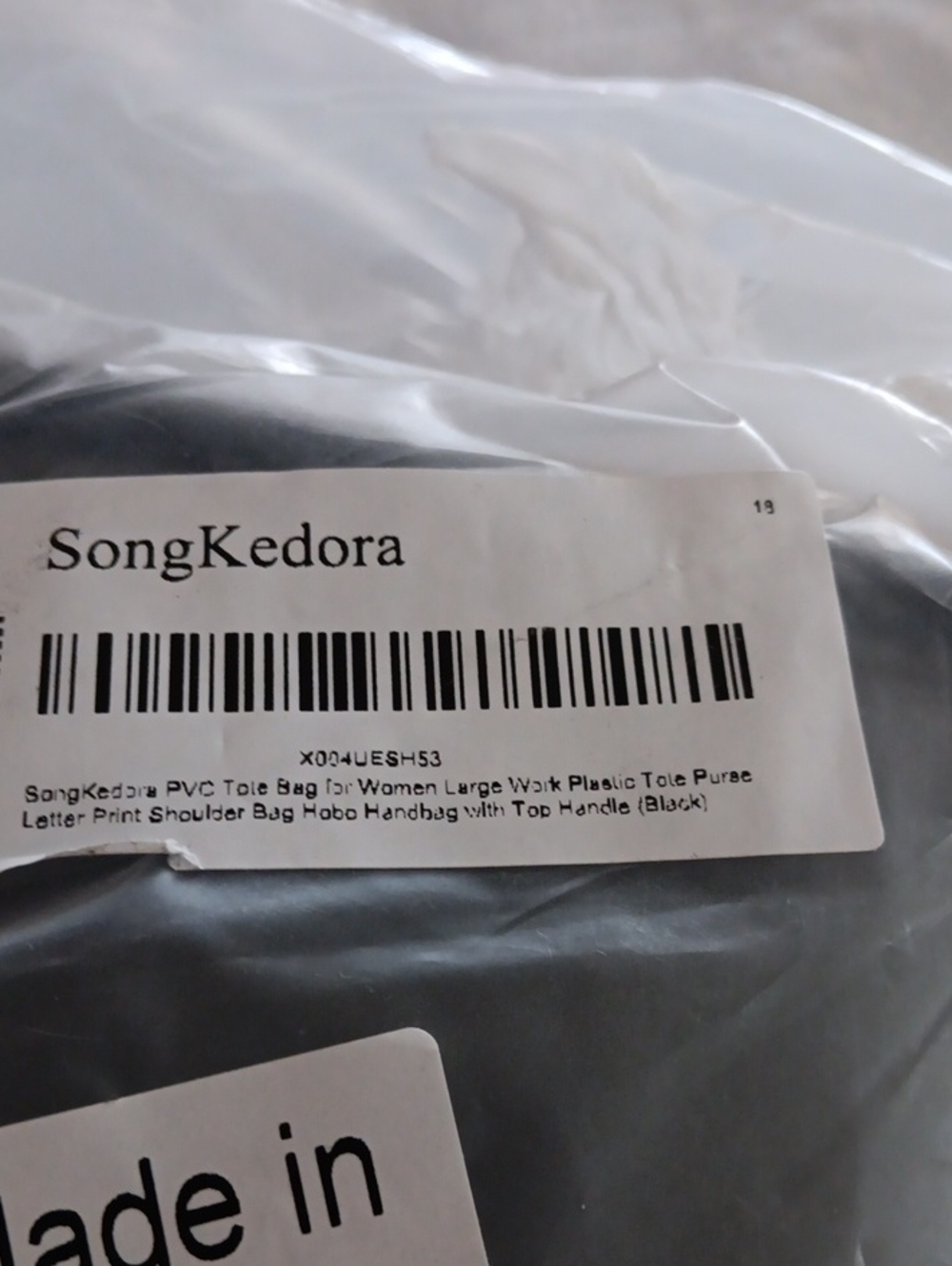 Tote: SongKedora Black PVC Tote Bag for Women